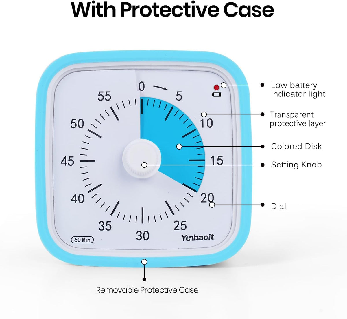 Rainbow Visual Timer for Kids, 60-min Countdown Timer, Blue