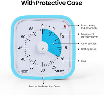 Rainbow Visual Timer for Kids, 60-min Countdown Timer, Blue