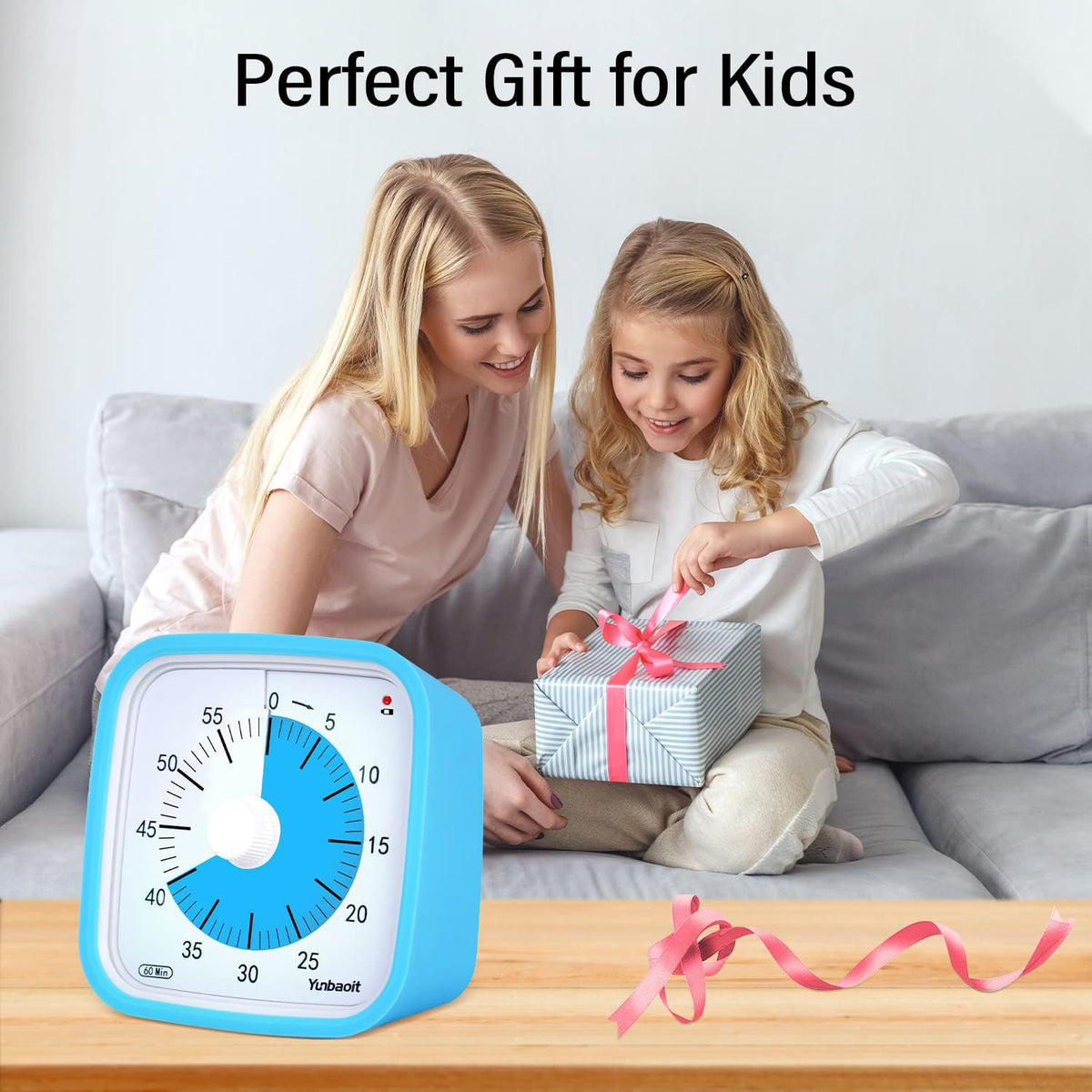 Rainbow Visual Timer for Kids, 60-min Countdown Timer, Blue