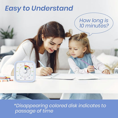 Rainbow Visual Timer for Kids, 60-min Countdown Timer, Blue