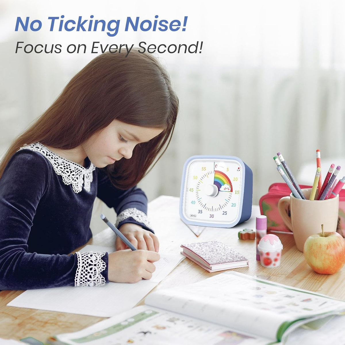 Rainbow Visual Timer for Kids, 60-min Countdown Timer, Blue