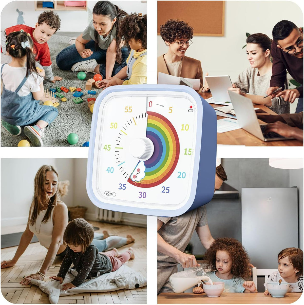 Rainbow Visual Timer for Kids, 60-min Countdown Timer, Blue