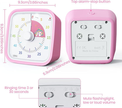 Rainbow Visual Timer for Kids, 60-min Countdown Timer, Blue