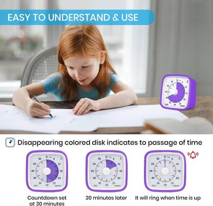 Rainbow Visual Timer for Kids, 60-min Countdown Timer, Blue