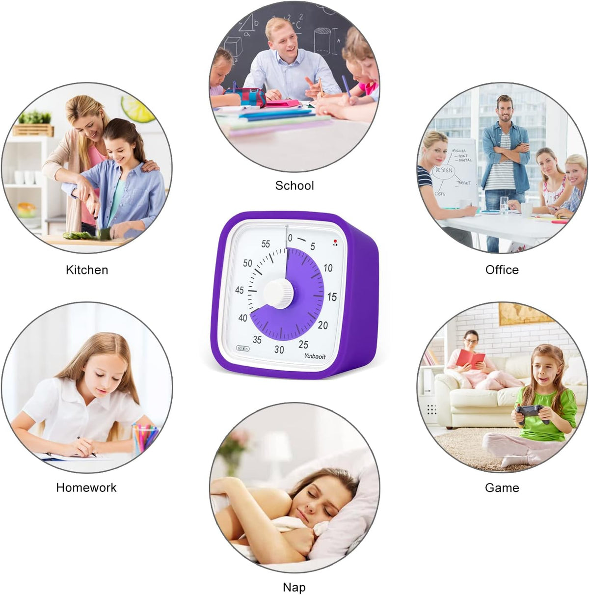 Rainbow Visual Timer for Kids, 60-min Countdown Timer, Blue
