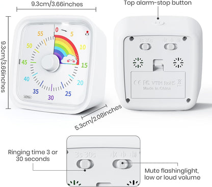 Rainbow Visual Timer for Kids, 60-min Countdown Timer, Blue