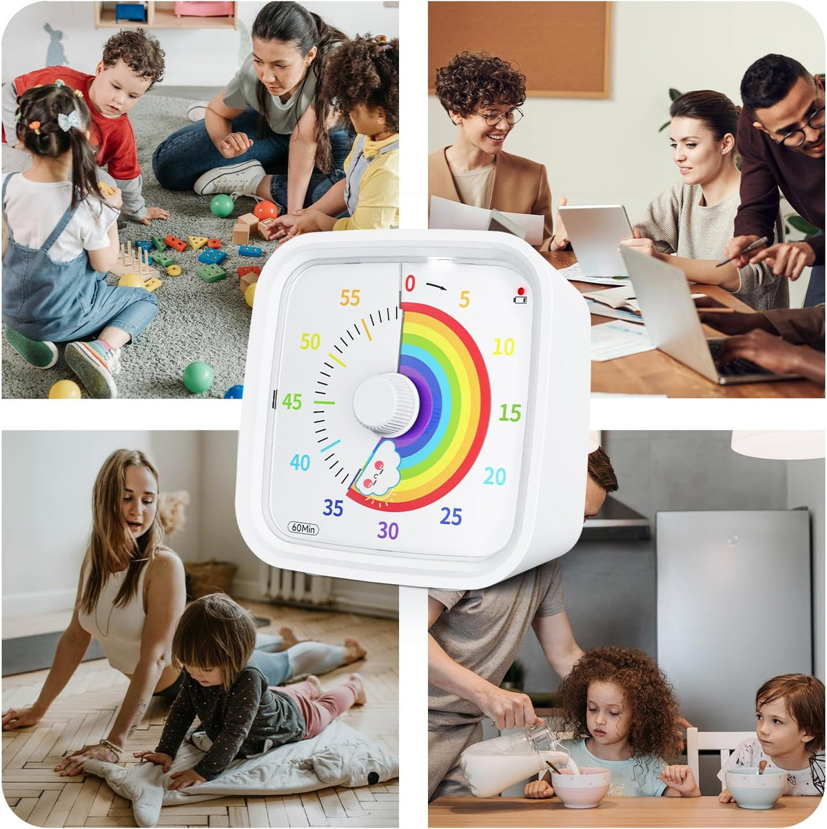 Rainbow Visual Timer for Kids, 60-min Countdown Timer, Blue