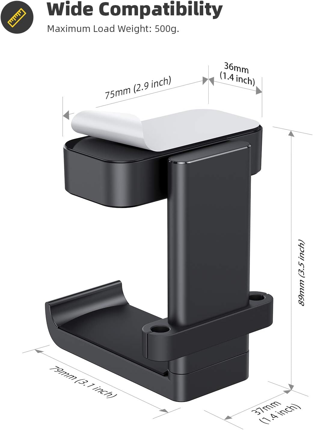 Headphone Stand Adhesive Rotatable Headset Earphone Hanger Hook