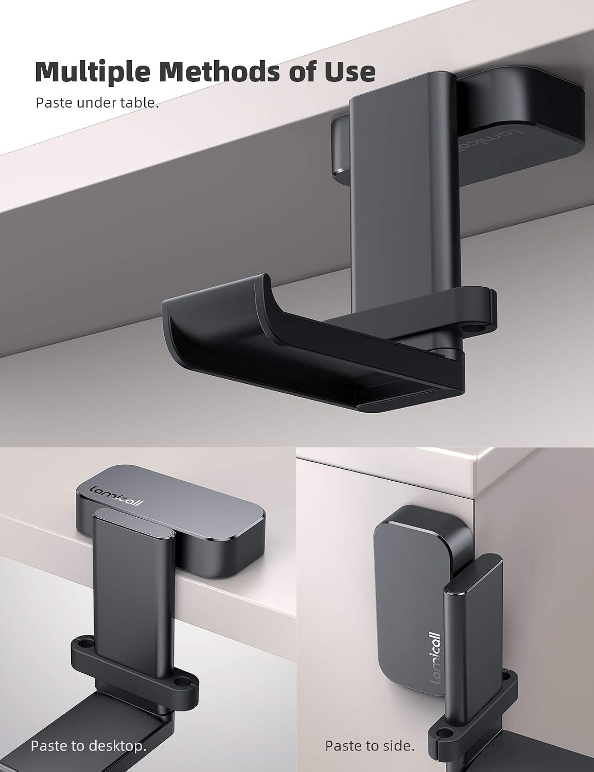 Headphone Stand Adhesive Rotatable Headset Earphone Hanger Hook