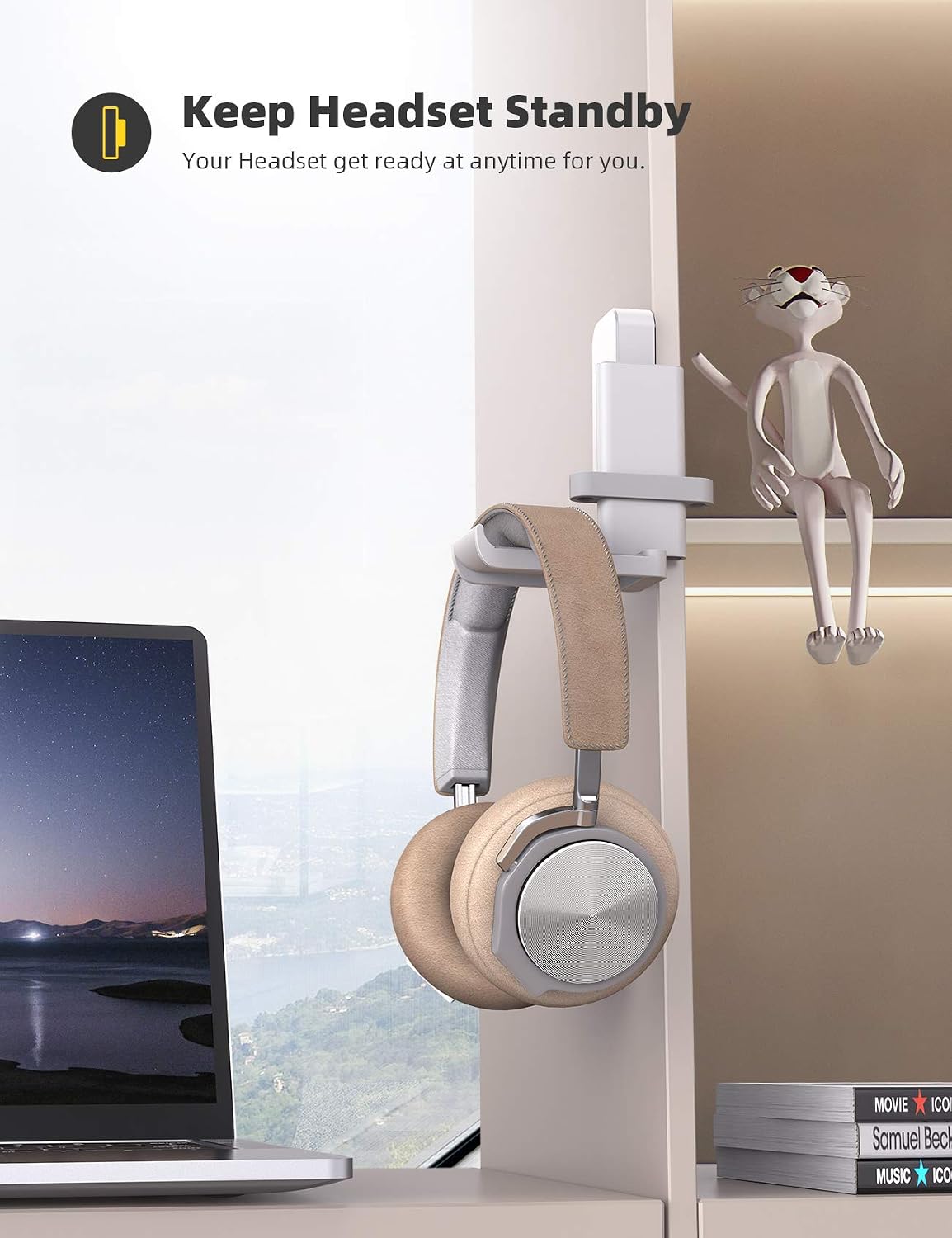 Headphone Stand Adhesive Rotatable Headset Earphone Hanger Hook