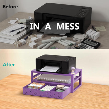 Desk File Organizer, 4 Tier Desktop Paper Letter Tray Organizer with Drawer and 2 Pen Holders, Office Desk Accessories & Workspace Organizers for Office, Home Supplies(DO005DH-B), 1 Pack, Black