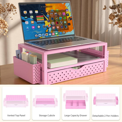 Desk File Organizer, 4 Tier Desktop Paper Letter Tray Organizer with Drawer and 2 Pen Holders, Office Desk Accessories & Workspace Organizers for Office, Home Supplies(DO005DH-B), 1 Pack, Black