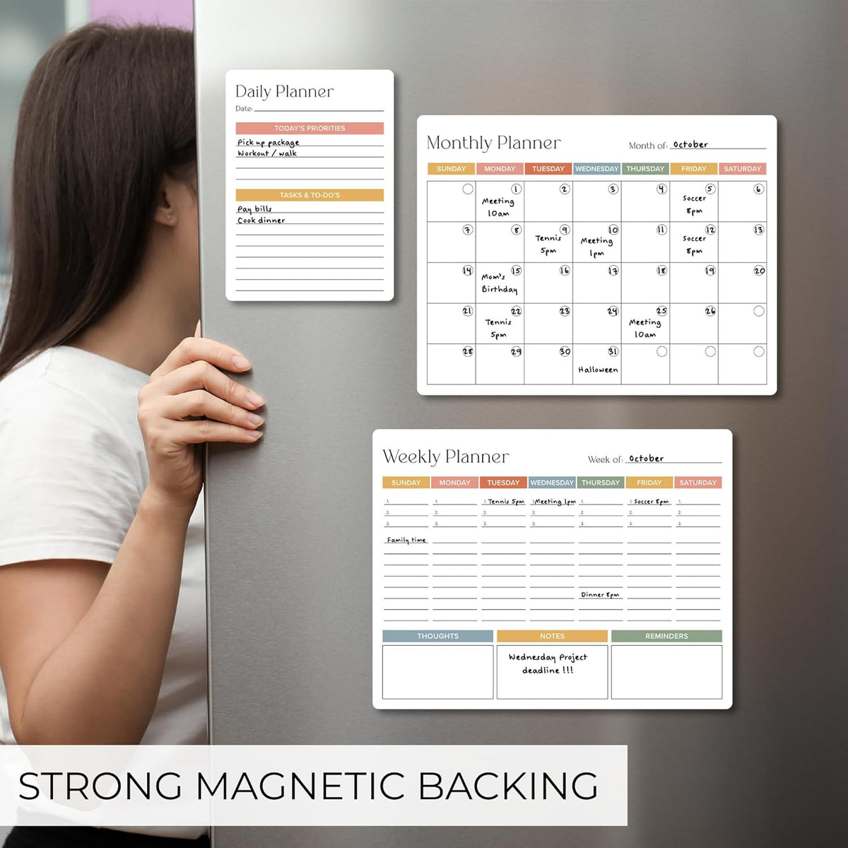 Beautiful Magnetic Dry Erase Calendar Set of 3 - Whiteboard with Marker
