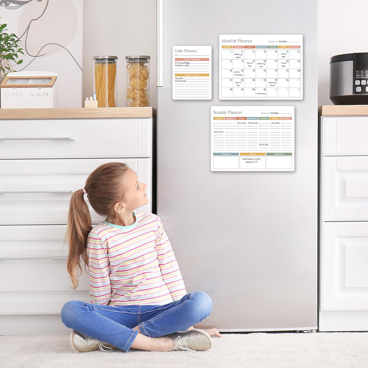 Beautiful Magnetic Dry Erase Calendar Set of 3 - Whiteboard with Marker