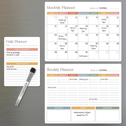 Beautiful Magnetic Dry Erase Calendar Set of 3 - Whiteboard with Marker