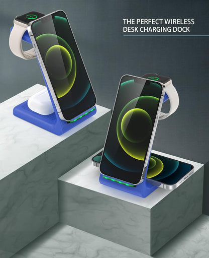 3 in 1 Wireless Charging Station, 2026 Upgraded Fast Desk Charger Station for iPhone 17 16 15 14 13 12 Pro Max Plus, Charger Stand for Apple Watch 11 10 9 8 7 6 5 4 3 2 Ultra SE, Airpods 4 3 2 Pro