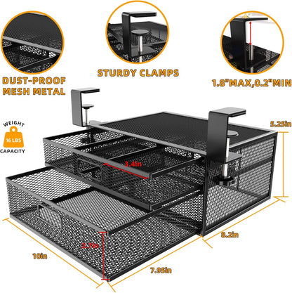 Under Desk Drawer Organizer No Drilling Under Desk Storage Drawer Organizer Metal Under Desk Drawer Suitable for Home and Office(13 Inch)