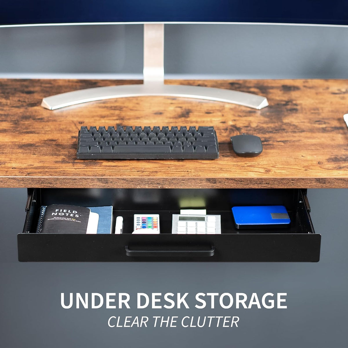 Black 22 x 9 inch Under Desk Storage Drawer, DESK-DR22H-B