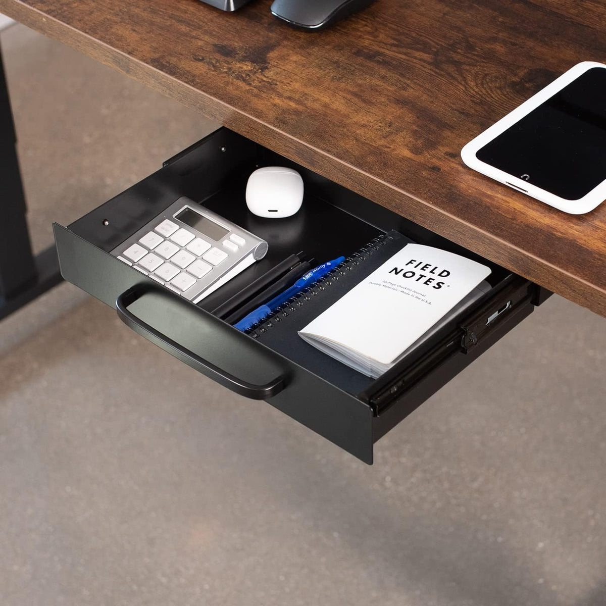 Black 22 x 9 inch Under Desk Storage Drawer, DESK-DR22H-B