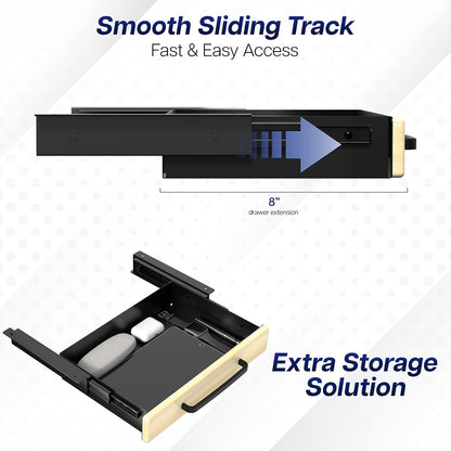 Black 22 x 9 inch Under Desk Storage Drawer, DESK-DR22H-B