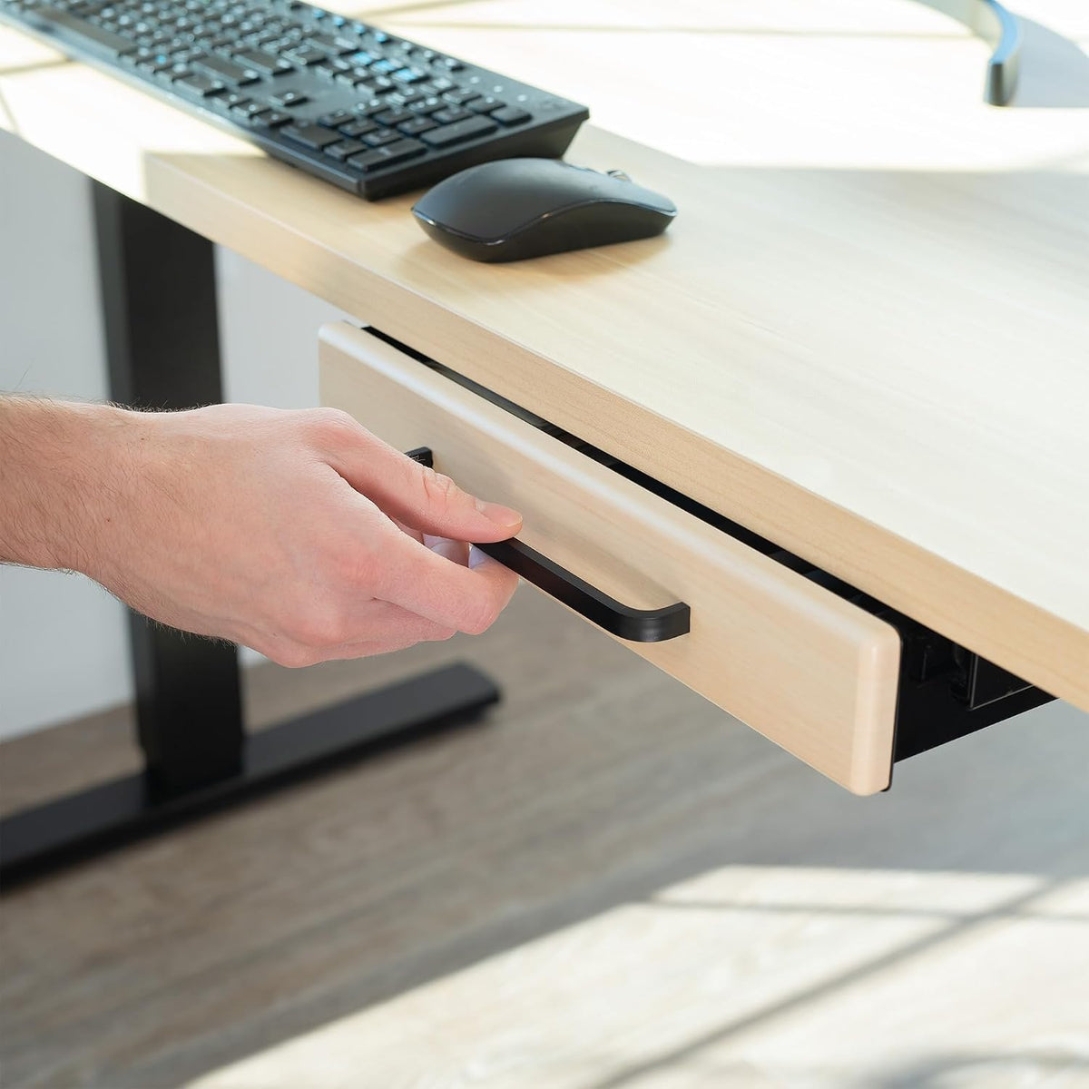 Black 22 x 9 inch Under Desk Storage Drawer, DESK-DR22H-B