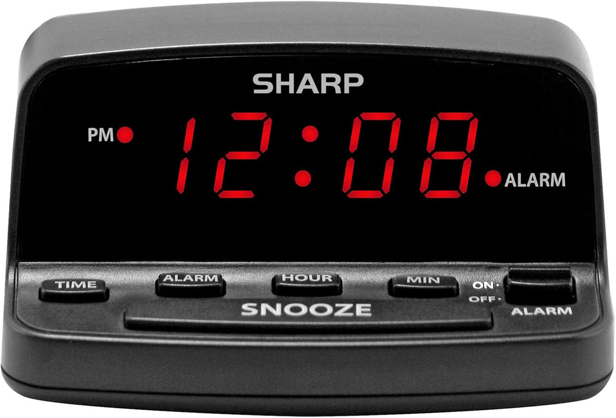 Digital Alarm Clock with Keyboard Controls, Large Snooze, Red LED