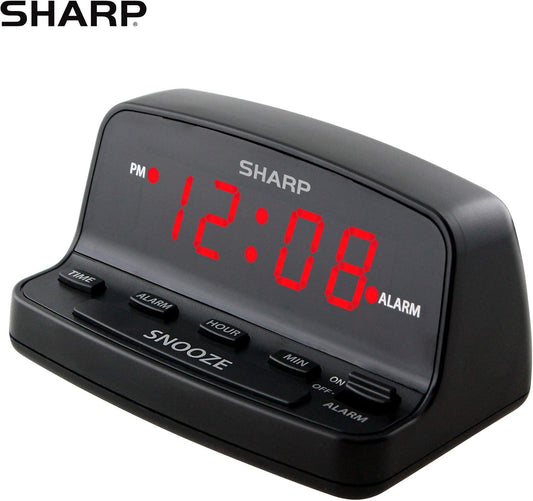 Digital Alarm Clock with Keyboard Controls, Large Snooze, Red LED