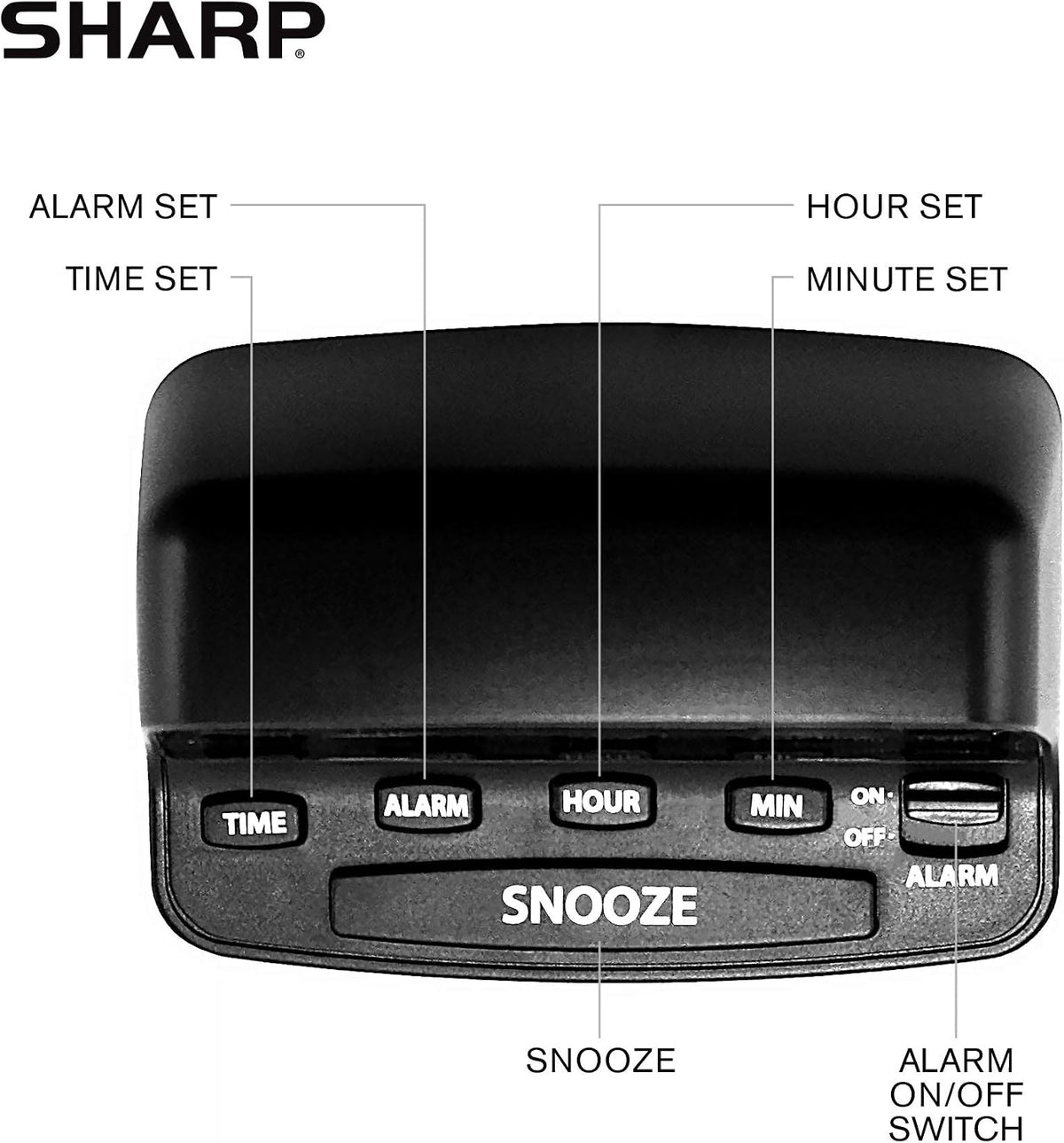 Digital Alarm Clock with Keyboard Controls, Large Snooze, Red LED