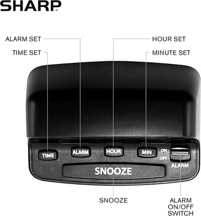 Digital Alarm Clock with Keyboard Controls, Large Snooze, Red LED