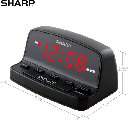 Digital Alarm Clock with Keyboard Controls, Large Snooze, Red LED