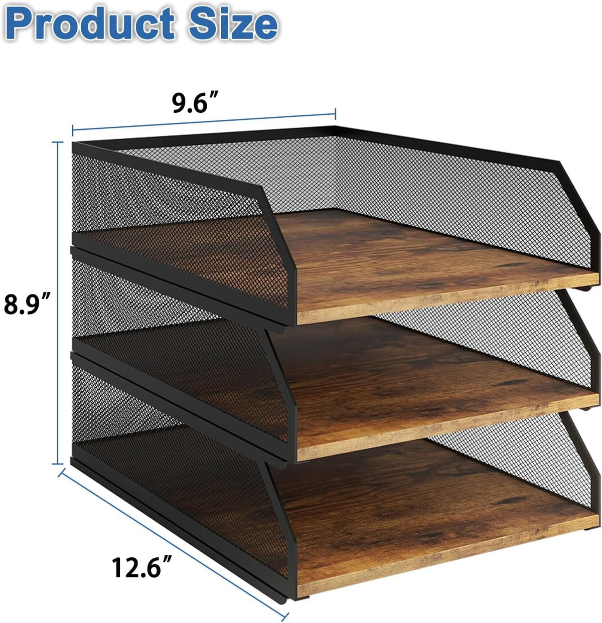 2-Tier Stackable Metal Mesh Paper Organizer with Sliding Tray,Retro