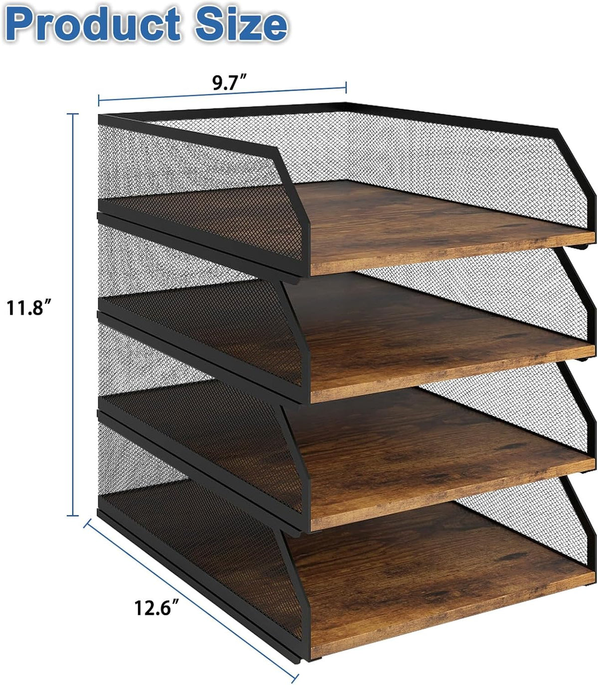 2-Tier Stackable Metal Mesh Paper Organizer with Sliding Tray,Retro