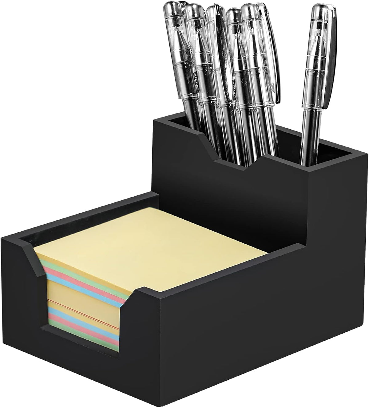 Black Sticky Note Holder, Silicone Memo Holder with Pen or Card Slots, Sticky Note Dispenser, Fits 3x3 Inches Sticky Notes