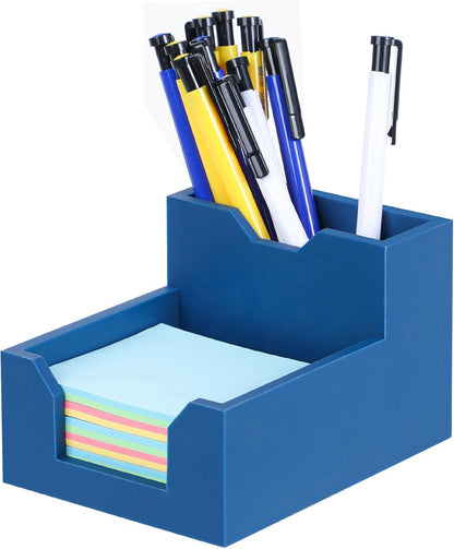 Black Sticky Note Holder, Silicone Memo Holder with Pen or Card Slots, Sticky Note Dispenser, Fits 3x3 Inches Sticky Notes