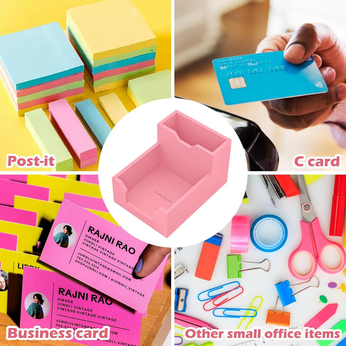 Black Sticky Note Holder, Silicone Memo Holder with Pen or Card Slots, Sticky Note Dispenser, Fits 3x3 Inches Sticky Notes