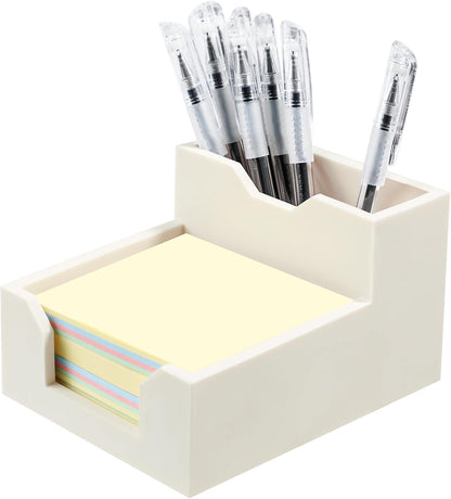 Black Sticky Note Holder, Silicone Memo Holder with Pen or Card Slots, Sticky Note Dispenser, Fits 3x3 Inches Sticky Notes