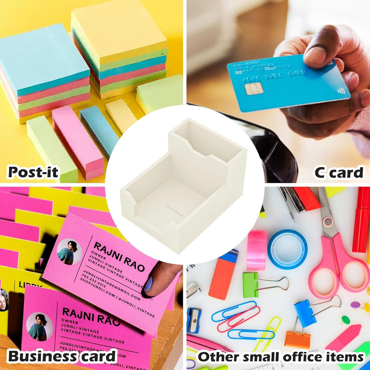 Black Sticky Note Holder, Silicone Memo Holder with Pen or Card Slots, Sticky Note Dispenser, Fits 3x3 Inches Sticky Notes