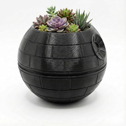 Black Mechanical Star Planter & Desk Decorations Accessories - Funny Pen Holder, Novelty Kitchen Snack Jar, Plant Pot for Home Office Decor, Unique Gifts for Boys Men Fans