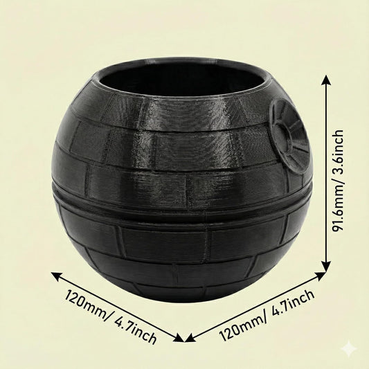 Black Mechanical Star Planter & Desk Decorations Accessories - Funny Pen Holder, Novelty Kitchen Snack Jar, Plant Pot for Home Office Decor, Unique Gifts for Boys Men Fans