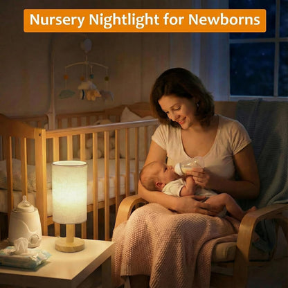 Touch Bedside Table Lamp with Stepless Dimming, USB Powered