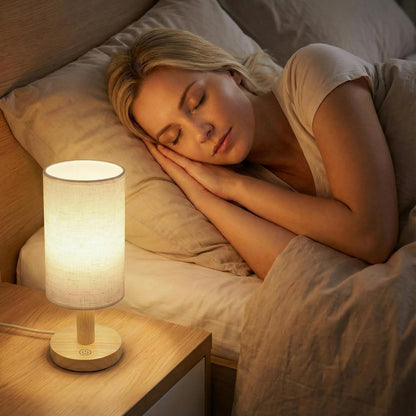 Touch Bedside Table Lamp with Stepless Dimming, USB Powered
