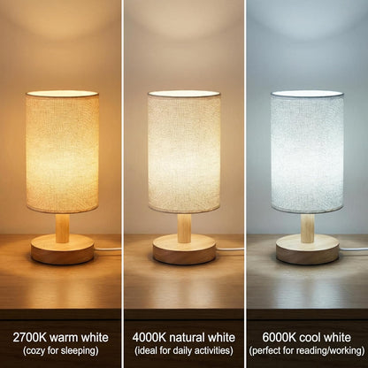 Touch Bedside Table Lamp with Stepless Dimming, USB Powered