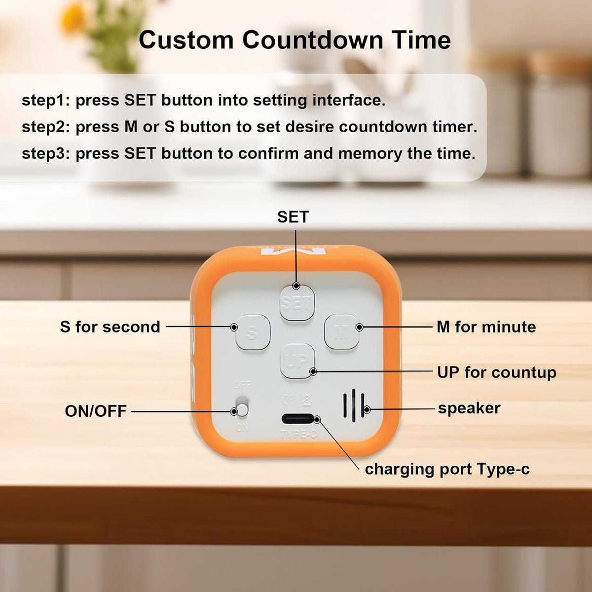 Rotating Cube Countdown Visual Timer 5, 25, 10 50 Minutes Preset