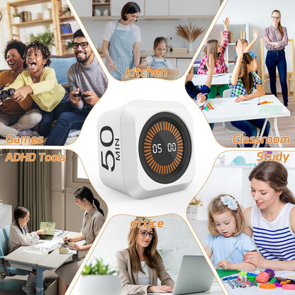 Rotating Cube Countdown Visual Timer 5, 25, 10 50 Minutes Preset
