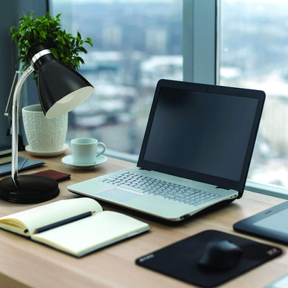 NHDK-OX-BK Oxford Black Metal Flexible Classic Desk or Table Lamp for Office or Bedroom Use