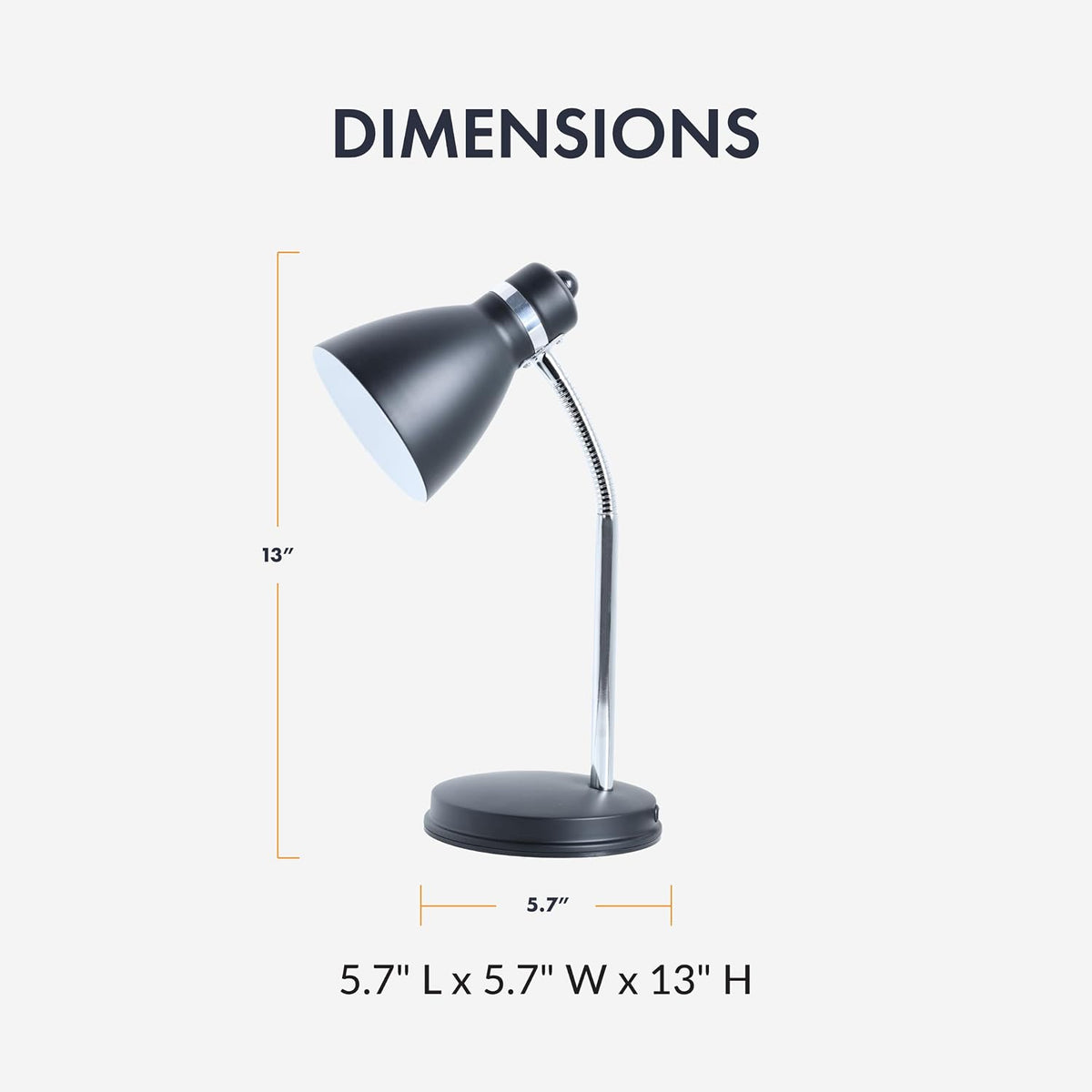NHDK-OX-BK Oxford Black Metal Flexible Classic Desk or Table Lamp for Office or Bedroom Use