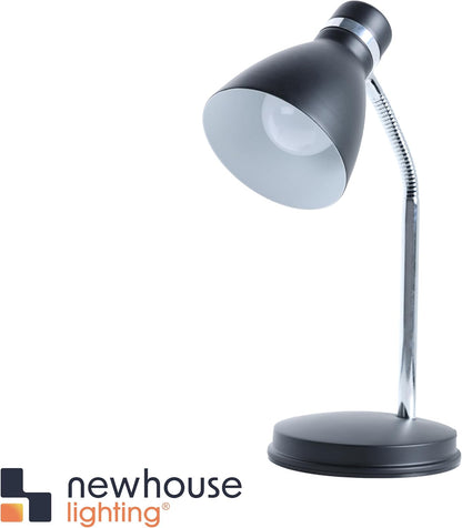 NHDK-OX-BK Oxford Black Metal Flexible Classic Desk or Table Lamp for Office or Bedroom Use