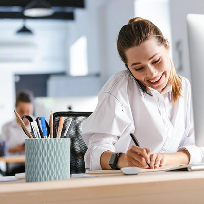 Pen Holder - 360° Rotating, 5 Slot Pen Holder For Desk. Pencil Holder For Office,School,Dorm Room&Vanity, Desk Accessories(White)
