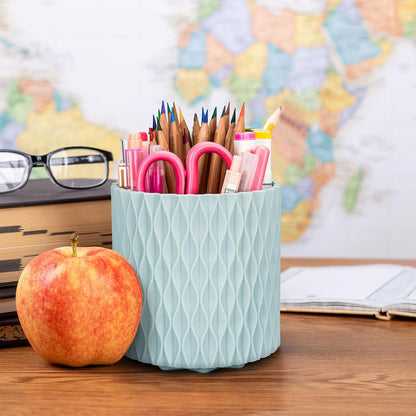 Pen Holder - 360° Rotating, 5 Slot Pen Holder For Desk. Pencil Holder For Office,School,Dorm Room&Vanity, Desk Accessories(White)