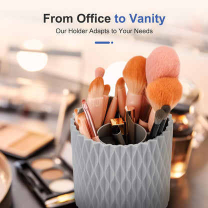 Pen Holder - 360° Rotating, 5 Slot Pen Holder For Desk. Pencil Holder For Office,School,Dorm Room&Vanity, Desk Accessories(White)